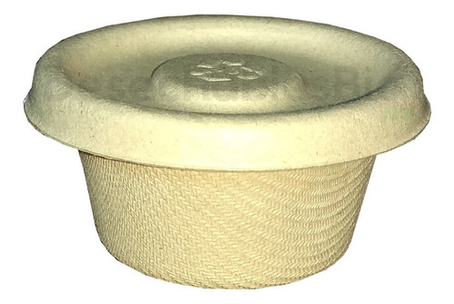 Imagen 2 de 8 de 50 Vasos Souffle Con Tapa 2 Oz Biodegradable Bagazo De Trigo
