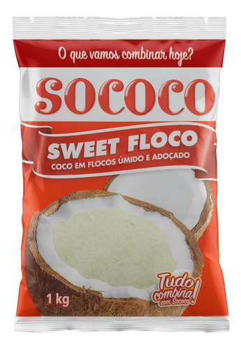 Coco Ralado Sococo Sweet Flocos Umidos E Adoçado 1kg