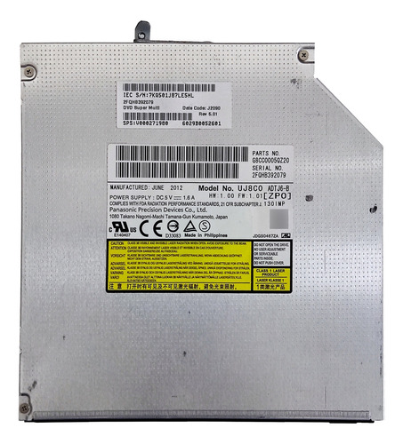 Lector De Dvd 12,7mm Para Toshiba Satellite L855