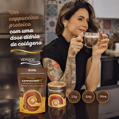 Sachê Cappuccino Fit 600g - Os Sabores C/ Wheydop Sabor Doce De Leite Argentino