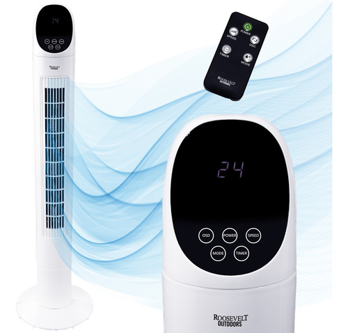 Ventilador De Torre Temporizador De 9 Hrs Control Manual 1.016 M 127 V 60hz 40w Blanco