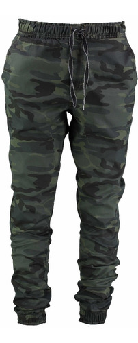 Imagem 6 de 7 de Calças Jeans Camuflada Masculina Jogger Com Punho Elastico