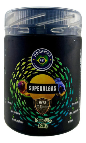 Ração Para Peixes Superalgas 125g Bits 1,5mm Maramar