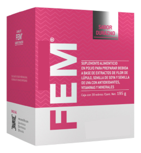 Fem Plus 30 Sobres Bebida Sabor Durazno 