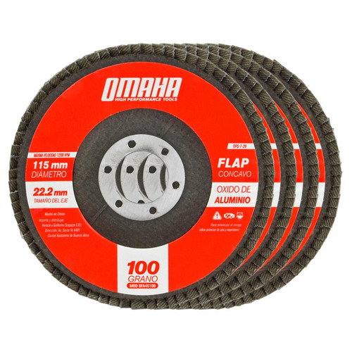 Disco Flap 115mm Oxido De Aluminio Grano 100 Pack X 10 Omaha