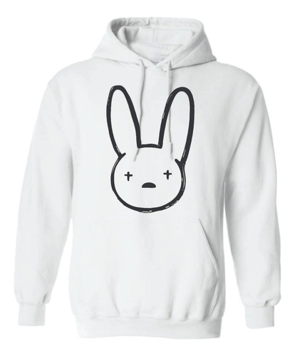 Sudadera C Gorro Imagen Silueta Conejo Malo Bad Bunny