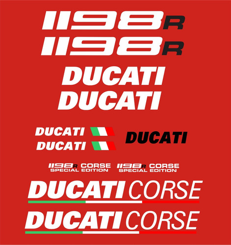 Kit Adesivos Compatível Ducati Corse 1198r Dct1198r05 Cor ADESIVO DUCATI