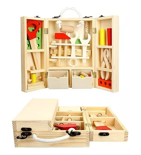 Set De Herramientas En Madera Para Niños Didáctico Juguete