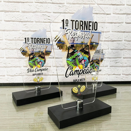 Troféus Personalizados Torneios Beach Tennis -kit 3un