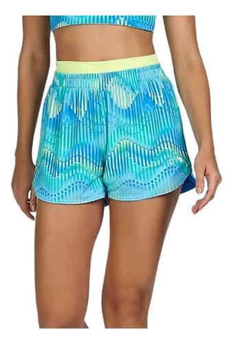 Shorts Feminino Alto Giro Tn Ritmicas 2 Peças Azul - 23310