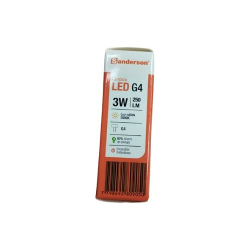 Lampara Led Bipin Calida G4 12v 3w 12,5mm Diam X 37mm Alto Luz Blanco Cálido