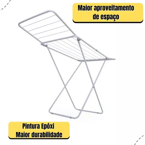 Varal De Chão Reforçado Com Abas Dobrável Retrátil Slim Mor