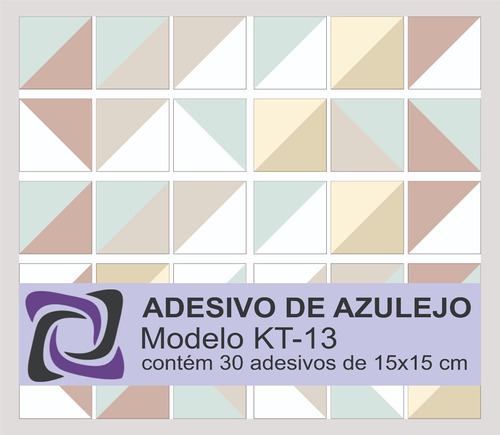 Kit 30 Adesivos Azulejo Cozinha 15x15cm Triangulos Oferta Já