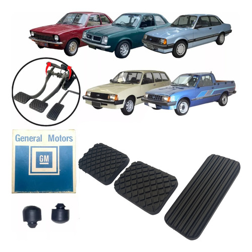 Chevette Dl Kit Borrachas Pedal Pedaleiras 5 Peças