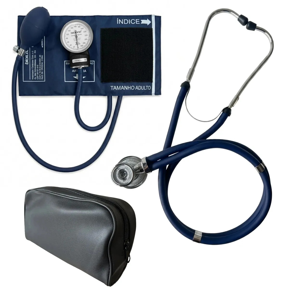 Kit Esfigmomanômetro E Estetoscópio Rappaport Bioland Azul