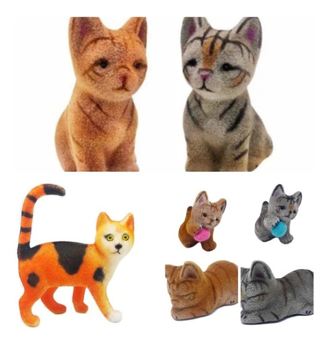 Gatos Gatitos Familia X 7 Animales Granja Bosque Kawaii Deco