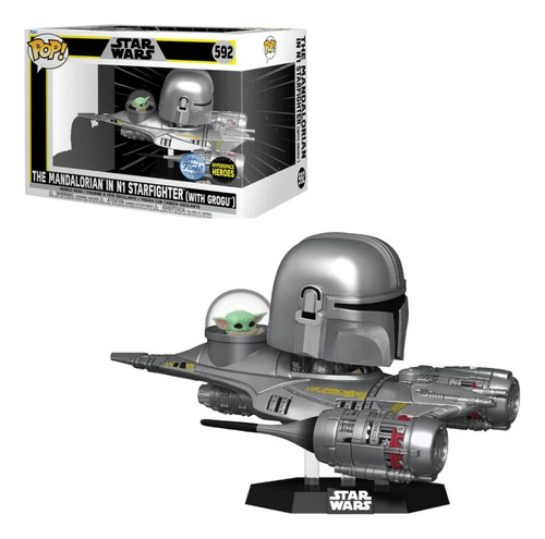 Funko Pop Star Wars 592 El mandaloriano en N1 Starfighter