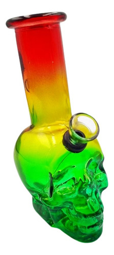 Bong Calavera De Vidrio Grueso Multicolor 15cm