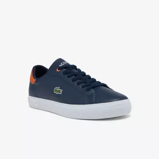 Zapatillas Lacoste Powercout Hombre Ortholite Cuero Azul