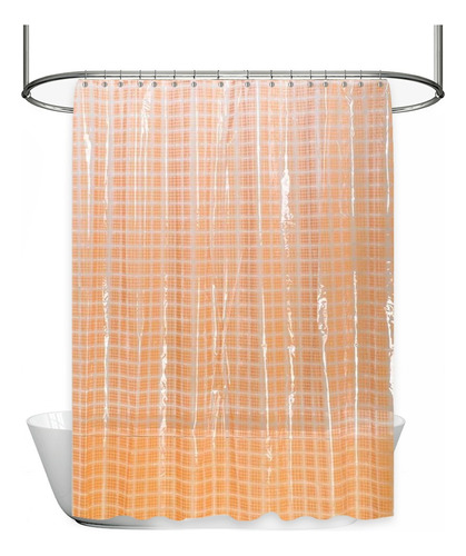 Cortinas De Baño Pvc Estampadas Cristal Square Naranja