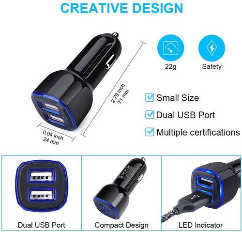 Cargador De Coche Compatible Con Samsung Galaxy A9 A11 A20 A