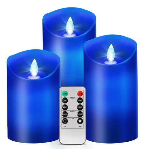 Windshell Velas De Llama Azul Real (led Azul En El Interior)