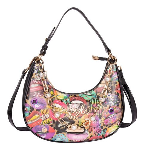 Bolsa Shoulder Nicole Lee Estampada Con Detalle Perlas Ss23 Color All Emotion