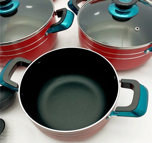 Juego De Olla Suprema 12piezas Antiadherente Teflon T/vidrio