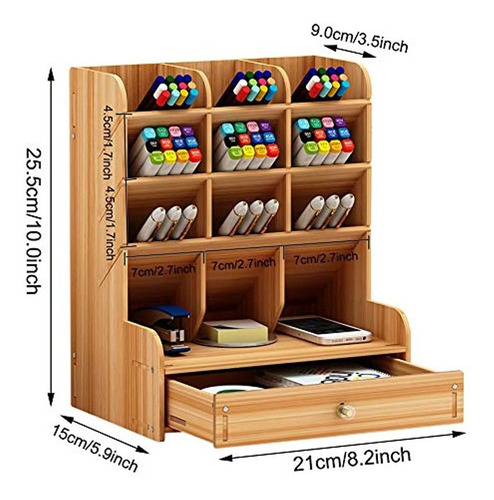 Organizador De Escritorio De Madera Marbrasse, Multifunciona