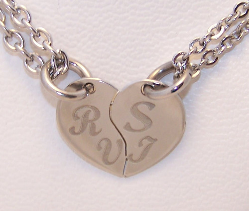 Imagen 7 de 10 de Media Medalla Corazón Acero 30x23mm + 2 Cadenas Espejito