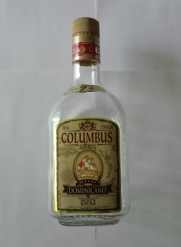 Botella Vacía De Ron Dominicano Columbus Añejo De 700ml (Usado)