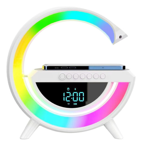 Reloj Velador Luz Led Cargador Celular Bluetooth Parlante