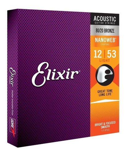 Encordoamento Para Violão Elixir .012 Bronze Nanoweb 11052