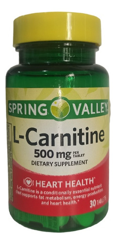 L-cartinine De 500 Mg, Spring Valley Importado. 30 Capsulas