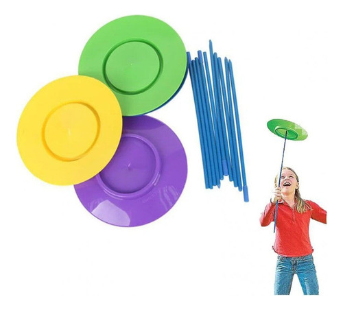 6 Platos Giratorios De Malabares Con Palos, Platos De