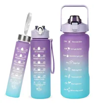 Comprar Botellas Bote Vaso Envase 3en1 Motivacional Agua Popote Gym