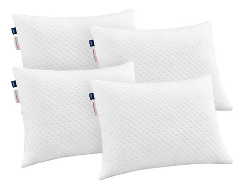 Almohada Luuna Ajustable Firme 4 Pack Estándar, Memory Foam Blanco