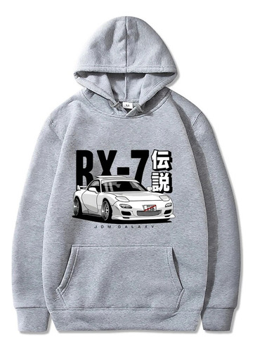 Sudadera Holgada Con Estampado De Coches Japoneses Para Homb