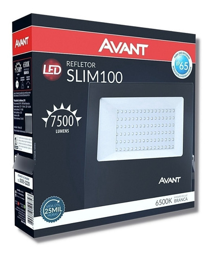 Kit 5 Refletores Led 100w Bivolt Branco Frio 6500k - Avant