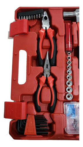 Set Herramientas Manuales 105 Pz Llave Martillo Pinzas Punta Color Naranja Oscuro
