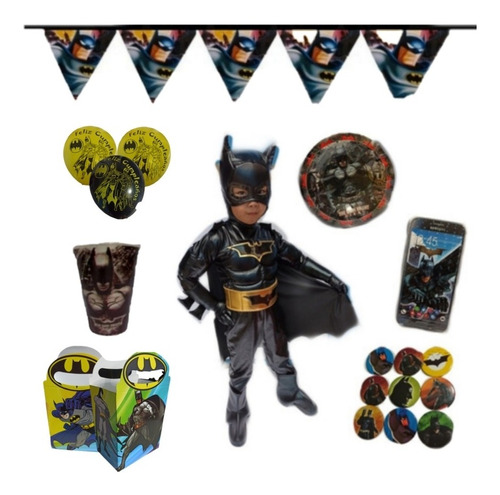 Disfraz De Batman Paq Articulos Fiesta Temática 10 Niños Fie | Envío gratis