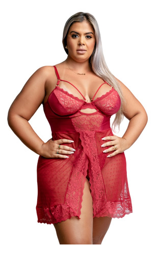 Camisola Sexy Plus Size Branca Sensual Lingerie De Luxo