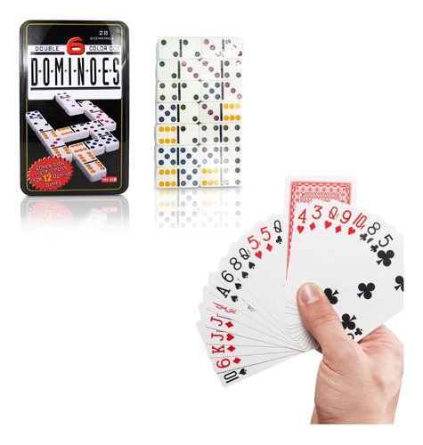Pack Juegos De Mesa Naipe Ingles Poker + Domino De 28 Fichas