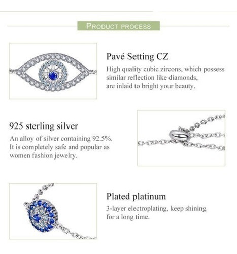 Imagen 8 de 10 de Pulsera Ojo Del Futuro Plata 925 Micro Pave Circonias Azules