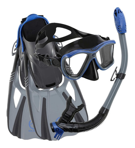 Kit De Buceo Con Snorkel Visor Aletas Us Divers Adulto