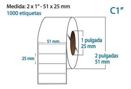 Imagen 8 de 9 de 12 Rollos Etiqueta Térmica 2x1 (51x25 Mm) Full 1000 Pzs C/u