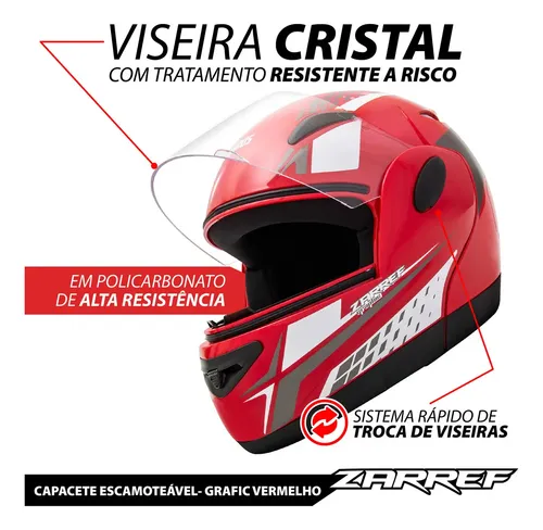 Capacete Zarref V4 Grafic Taurus Modular Robocop Articulado Cor