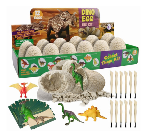 Juego De Dinosaurio 12pzs, Arqueológico Cavar Huevos De Dino
