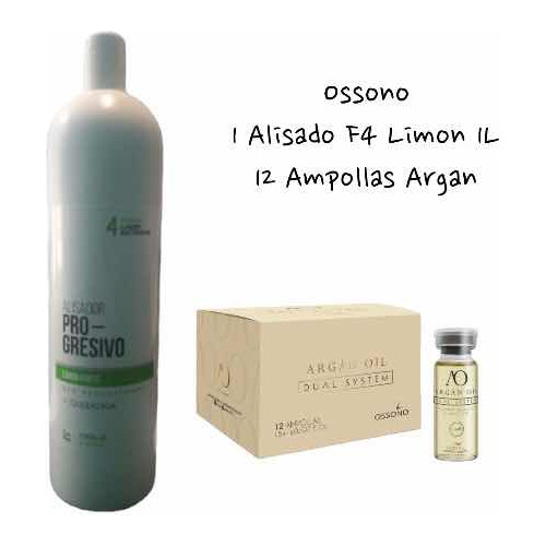 Ossono Combo Peluqueria Ampolla Argan + Alisado F4 Limon 1l