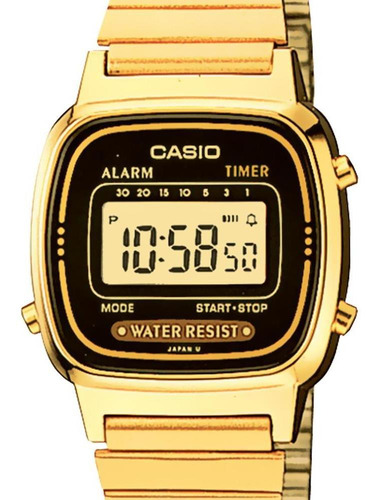 Reloj Casio Vintage Unisex-la670wga-1vt Color de la correa Dorado